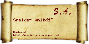 Sneider Anikó névjegykártya