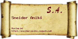 Sneider Anikó névjegykártya
